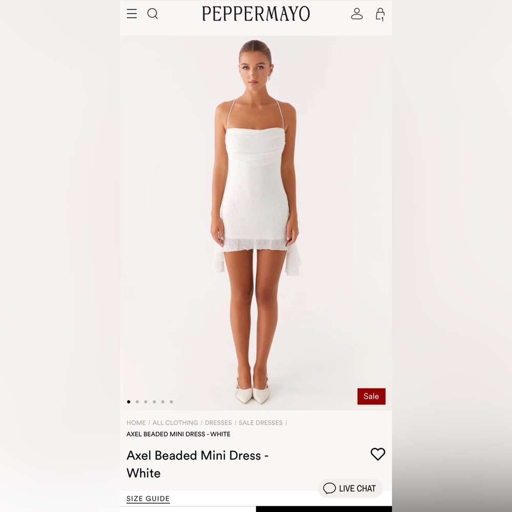 Peppermayo White Beaded Mini Dress - NWT